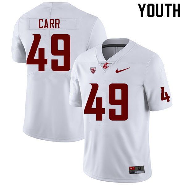 Youth #49 Mason Carr Washington State Cougars College Football Jerseys Sale-White - Click Image to Close